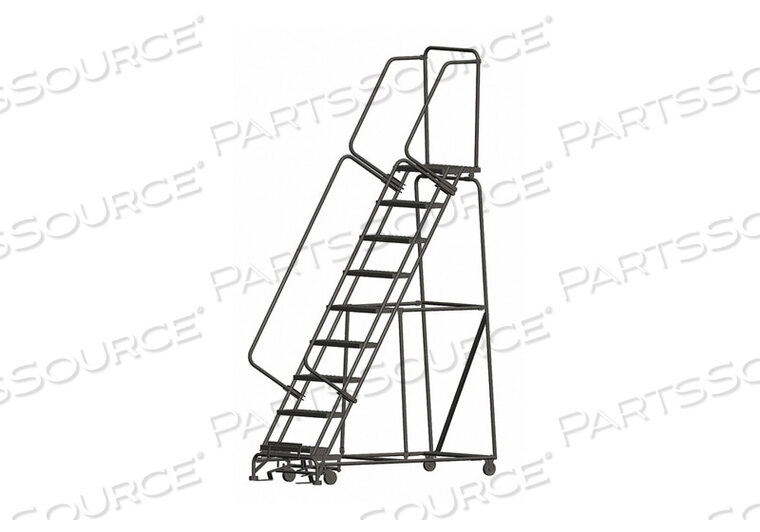 OEM#: WA093214P9 STEP STEEL SAFETY ROLLING LADDER W/ WEIGHT ACTUATED LOCK STEP 24W PERFORATED STEP by Ballymore