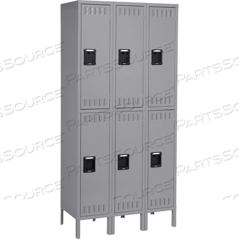 OEM#: DTS-121836-3-MGYДВУХЪЯРУСНЫЙ 6-ДВЕРНЫЙ СТАЛЬНОЙ ШКАФЧИК С НОЖКАМИ, УТОПЛЕННАЯ РУЧКА, 12 ШИРИНА X 18 ДВЕРЬ X 36 В, СЕРЫЙ, СБОРКА Tennsco Corp.