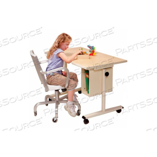 Изогнутый стол с регулируемой ручкой, доступный для инвалидных колясок, с отсеком для хранения - 40 л x 24 шв., клен