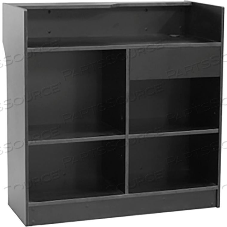 OEM#: SW-LGT-6MTOP REGISTER STAND W/SLAT WALL FRONT & ADJ. REAR STORAGE 72W X 22D X 42H MAPLE by Amko Displays LLC