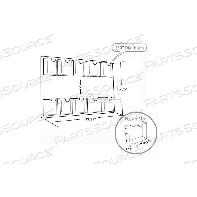OEM#: 25206910-КАРМАННЫЙ НАСТЕННЫЙ ДЕРЖАТЕЛЬ ДЛЯ БРОШЮР, 23,75 X 15,75 - КОЛ-ВО 2 от Azar International
