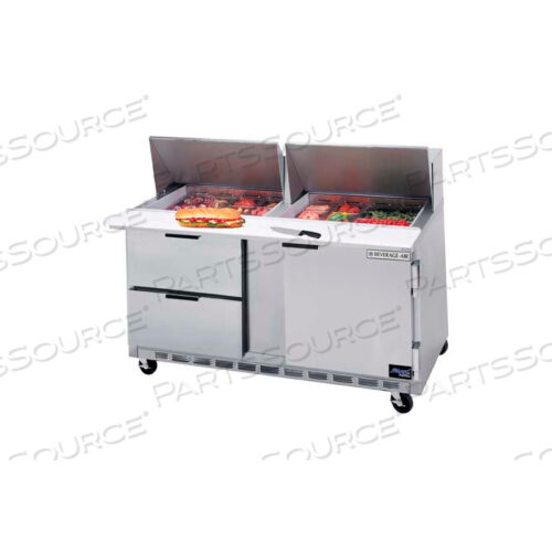 OEM#: SPED60HC-24M-4FOOD PREP TABLES SPED60 ELITE SERIES MEGA TOP W/ DRAWERS, 60W by BEVERAGE AIR