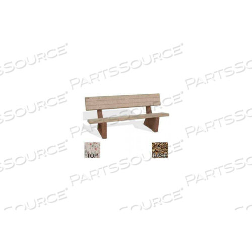 72 КОММЕРЧЕСКАЯ СКАМЬЯ ИЗ БЕТОНА, ПОЛИРОВАННАЯ БЕЛАЯ СТОЛЕШНИЦА, НОЖКИ TAN RIVER ROCK