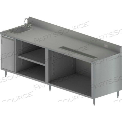 СТОЛ ДЛЯ НАПИТКОВ ИЗ НЕРЖАВЕЮЩЕЙ СТАЛИ, РАКОВИНА СЛЕВА, 5-ПОДЪЕМНАЯ ЭЛЕКТРИЧЕСКАЯ РОЗЕТКА 30X96