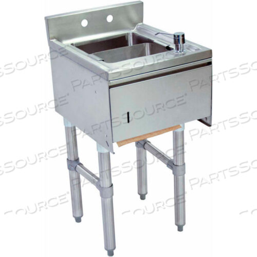STAINLESS STEEL UNDER BAR DUMP SINK W/TOWEL DISPENSER, 15X18
