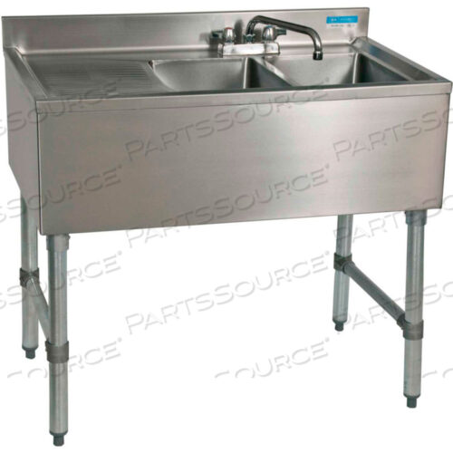 Раковина из нержавеющей стали под столешницей, двухкомпонентная, с крылом слева, 36Дx21-1/4Шx32-1/2В