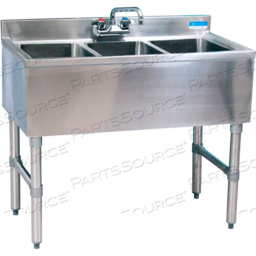 МОЙКА ИЗ НЕРЖАВЕЮЩЕЙ СТАЛИ ПОД БАРАБАННУЮ СТОЙКУ, 3-КОМПОНЕНТНАЯ, 36LX18-1/4WX32-1/2H