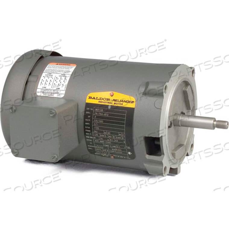 OEM#: JM3120MOTOR, 1.5HP, 3450RPM, 3PH, 60HZ, 56J, 3424M, OPEN, F1 by BALDOR