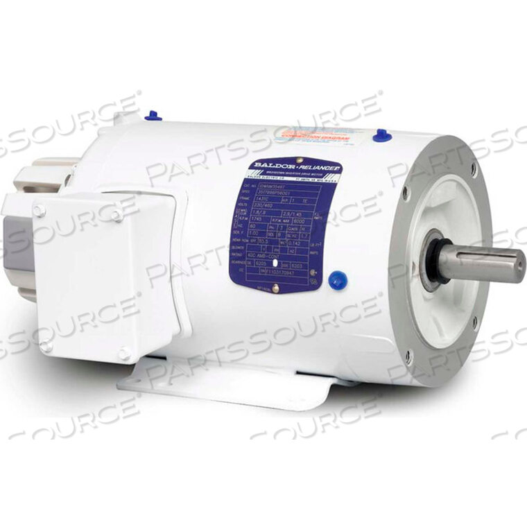 OEM#: ZDWNM3611ДВИГАТЕЛЬ TWASHDOWN, 3 ФАЗЫ, 3 Л.С., 1760 ОБ./МИН., 230/460 ВОЛЬТ, TENV, 184TC FR от BALDOR