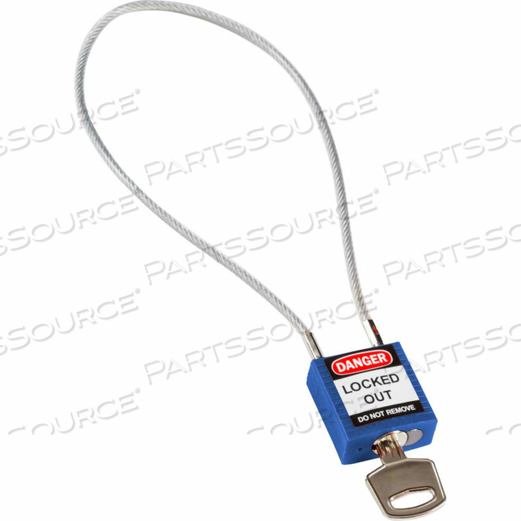 OEM#: 146126НАВЕСНОЙ ЗАМОК ДЛЯ ТРОСА С ЭТИКЕТКОЙ, 8H CLEARED, СТАЛЬНОЙ ТРОС, СИНИЙ от Brady Americas
