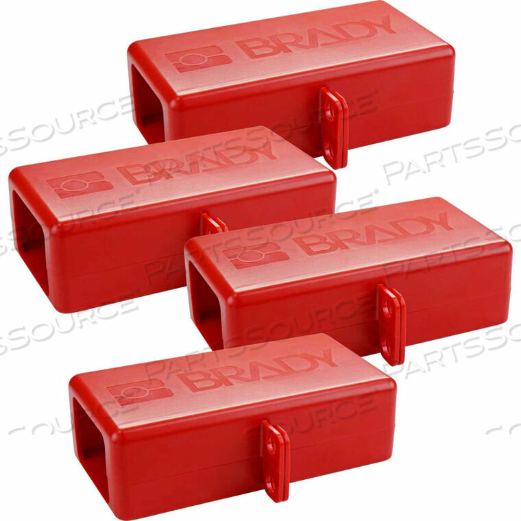 OEM#: 150823BATTERYBLOCK CABLE LOCKOUT-LARGE, 24 PK, ABS PLASTIC, RED, 1/4 CABLE LENGTH by Brady Americas