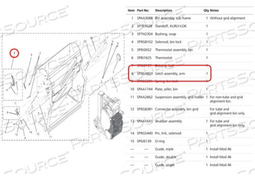 Replaces Carestream Health, Inc. SP9G4801LATCH ASSEMBLY, ARM