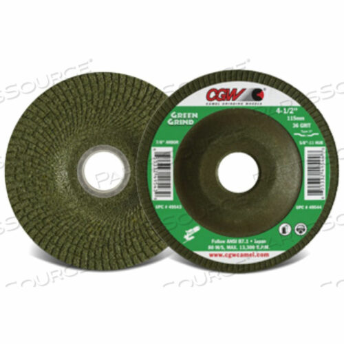 OEM#: 49753ЗЕЛЕНЫЙ ШЛИФОВАЛЬНЫЙ КРУГ 4-1/2 X 1/4 X 5/8-11 T27 36 ЗЕРНИСТОСТЬ ЦИРКОНИЯ от CGW Abrasives