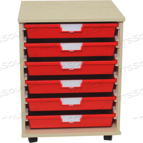 ТЕЛЕЖКА STORSYSTEM WOOD TOTE - 6 ОЧЕНЬ ШИРОКИХ КРАСНЫХ КОНТЕЙНЕРОВ 20-1/4 X 18-3/4 X 27-3/8