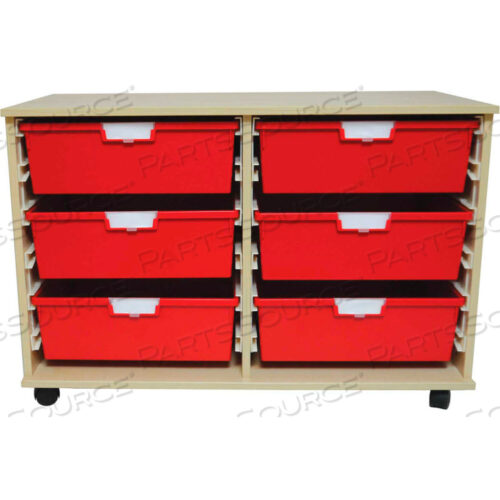 ТЕЛЕЖКА STORSYSTEM WOOD TOTE CART - 6 ОЧЕНЬ ШИРОКИХ КРАСНЫХ КОНТЕЙНЕРОВ 40 X 18-3/4 X 27-3/8