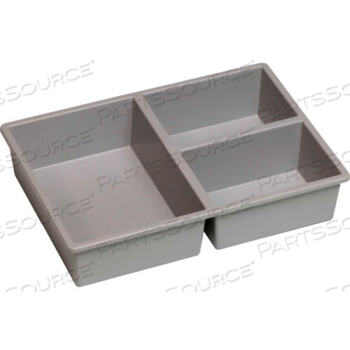 ВСТАВКА ДЛЯ ПОДНОСА - 3 ОТДЕЛЕНИЯ, КОРОТКАЯ 7-7/8 Д X 11-1/4 Ш X 2-3/8 В, СВЕТЛО-СЕРАЯ