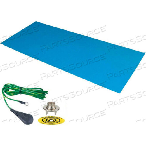 OEM#: 66212DUAL LAYER RUBBER MAT WITH GROUND 24D X 48W - LIGHT BLUE by Desco