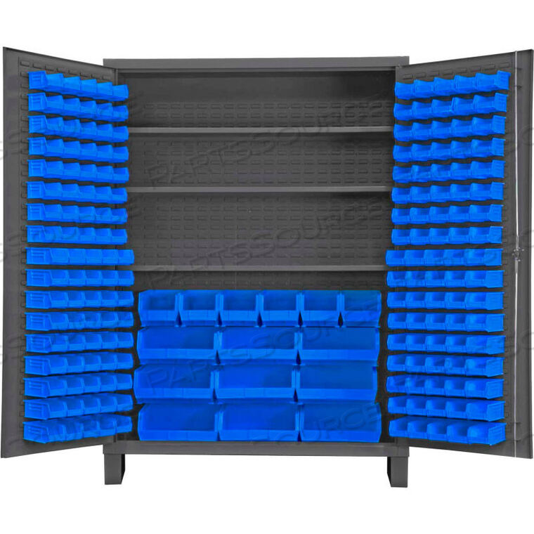 OEM#: SSC-185-3S-5295GBIN CABINET FLUSH DOOR - 185 BLUE BINS, 16 GA. ALL-WELDED CABINET 60X24X84 by Durham Manufacturing Company