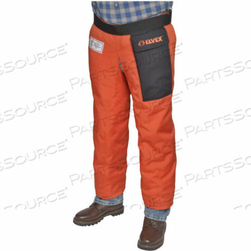 OEM#: WELJE9136ZWRAPAROUND CHAINSAW CHAPS, ORANGE, 36L by Elvex