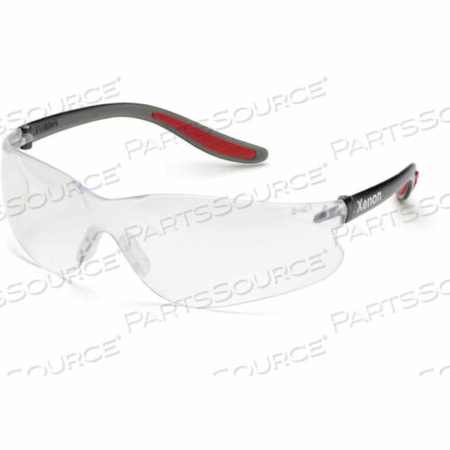 OEM#: WELSG14CAFSAFETY GLASSES, CLEAR ANTI-FOG LENS, BLACK FRAME/RED TIPS, 12/PACK by Elvex