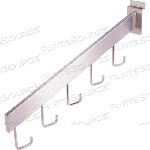 5 КРЮЧКОВ ПРЯМОУГОЛЬНЫЙ ВОДОПАД ДЛЯ СТЕНКИ SLATWALL - АТЛАСНЫЙ НИКЕЛЬ