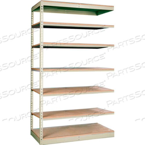OEM#: SRS361884-7APRIVETWELL SINGLE RIVET BOLTLESS SHELVING 36W X 18D X 84H 7 LEVELS ADD-ON W/O DECKING TAN by Hallowell