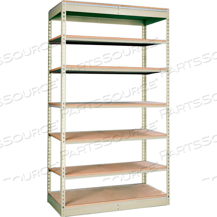 OEM#: SRS363084-7SPRIVETWELL SINGLE RIVET BOLTLESS SHELVING 36W X 30D X 84H 7 LEVELS STARTER W/O DECKING TAN by Hallowell
