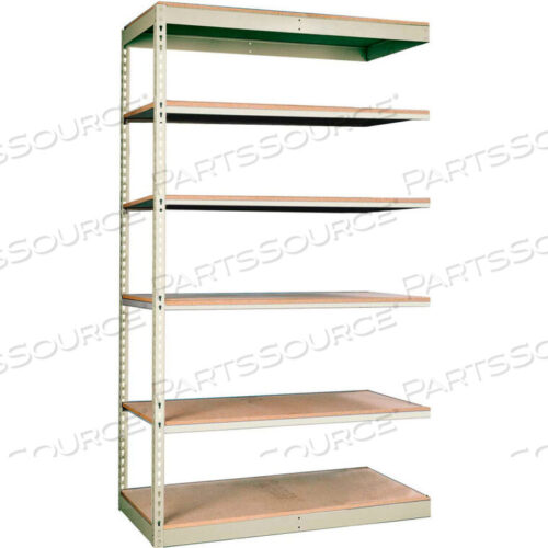 OEM#: SRS481884-6APRIVETWELL SINGLE RIVET BOLTLESS SHELVING 48W X 18D X 84H 6 LEVELS ADD-ON W/O DECKING TAN by Hallowell