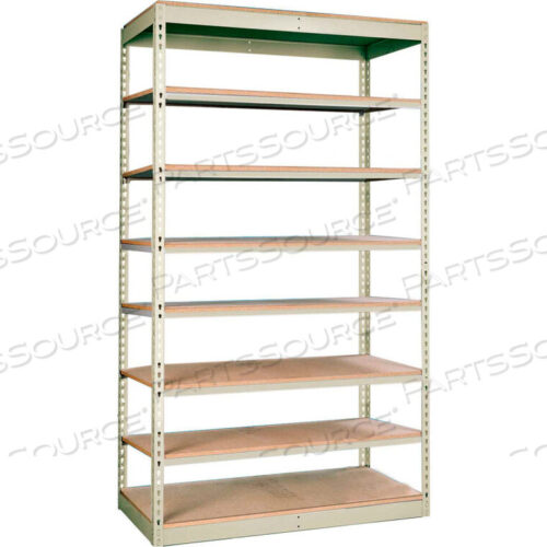OEM#: SRS483084-8SPRIVETWELL SINGLE RIVET BOLTLESS SHELVING 48W X 30D X 84H 8 LEVELS STARTER W/O DECKING TAN by Hallowell