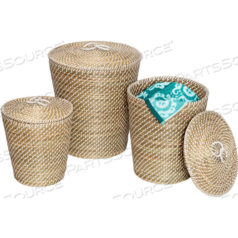 OEM#: STO-087503-ШТ. ВЫСОКИЕ ВЛОЖЕННЫЕ КОРЗИНЫ С КРЫШКАМИ - НАТУРАЛЬНЫЕ, БЕЛЫЕ от Honey-Can-Do