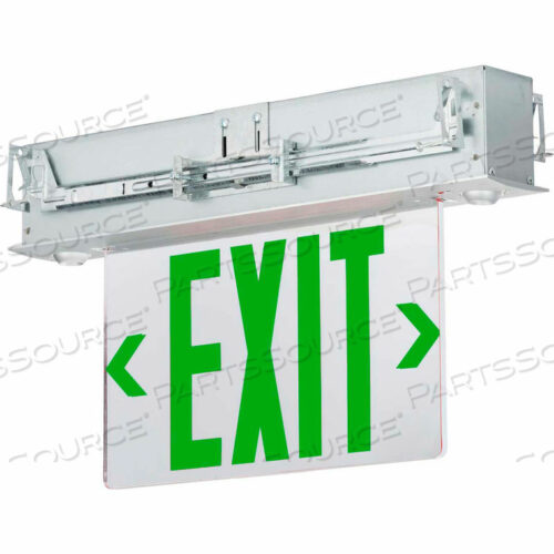 КОМБИНИРОВАННЫЙ БЛОК ВЫХОДА/АВАРИЙНОГО ВЫЗОВА С КРАЕВОЙ ПОДСВЕТКОЙ, АККУМУЛЯТОР NIMH, ЗЕЛЕНЫЕ СВЕТОДИОДЫ, ВСТРАИВАЕМЫЙ МОНТАЖ, ОДИНАРНАЯ ЛИЦЕВАЯ ЧАСТЬ