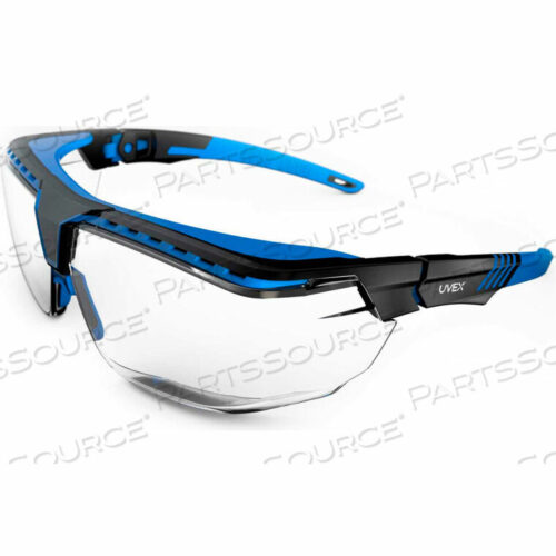 OEM#: S3853AVATAR OTG SAFETY GLASSES, BLUE/BLACK FRAME, CLEAR, ANTI-SCRATCH, ANTI-REFLECTIVE by Honeywell