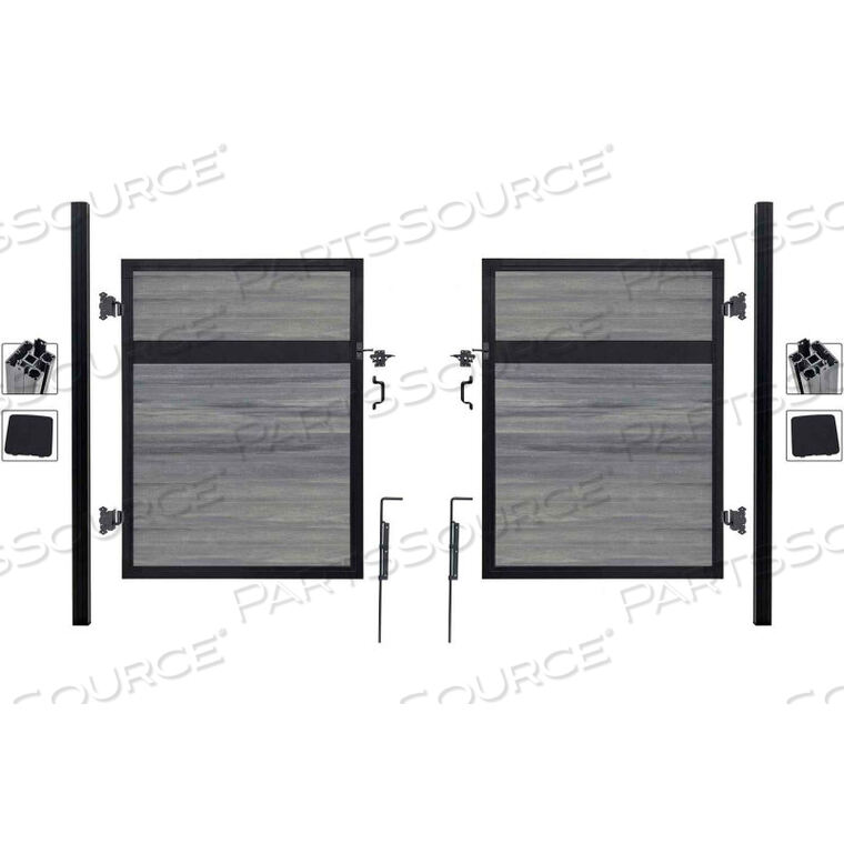 OEM#: EF ET2206ESTATE 10W X 6H OXFORD GREY АЛЮМИНИЕВЫЙ/КОМПОЗИТНЫЙ РЕГУЛИРУЕМЫЙ ЗАБОР С ДВОЙНЫМИ КАЛИТКАМИ - ТОЛЬКО ДЛЯ УСТАНОВКИ В ЗЕМЛЮ от Jewett Cameron Companies