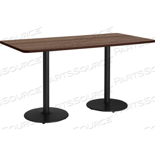 OEM#: T3072-B1917-BK-7960K-3172W X 36H СТОЛ НА ПЬЕДЕСТАЛЕ ВЫСОТОЙ СТОЛЕШНИЦЫ - СТОЛЕШНИЦА ИЗ ТИКА STUDIO - КОРИЧНЕВЫЙ КАЙМ - КРУГЛОЕ ЧЕРНОЕ ОСНОВАНИЕ от KFI