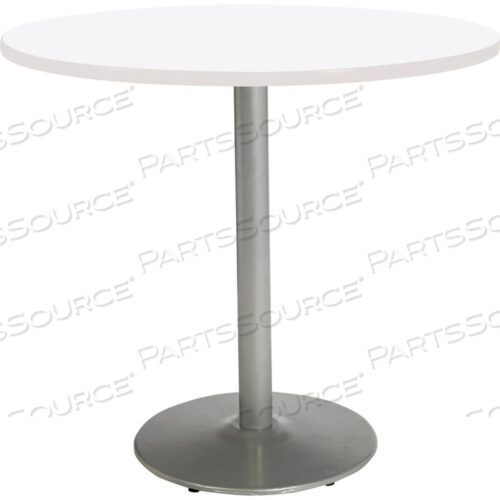 OEM#: T48RD-B1930-SL-D354-3148 X 36H КРУГЛЫЙ СТОЛ НА ПЬЕДЕСТАЛЕ ВЫСОТЫ - ДИЗАЙНЕРСКАЯ БЕЛАЯ СТОЛЕШНИЦА - КРУГЛОЕ СЕРЕБРЯНОЕ ОСНОВАНИЕ от KFI