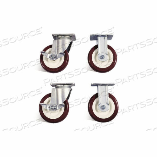 OEM#: 5166 КОМПЛЕКТ ПОЛИМЕРНЫХ КОЛЕС С ТОРМОЗАМИ, НЕ ОСТАВЛЯЮЩИЙ СЛЕДОВ ПОЛИУРЕТАН, ЧЕРНЫЙ/СЕРЕБРИСТЫЙ от Knaack