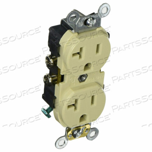 20А, 125В, ДУПЛЕКСНАЯ РОЗЕТКА ТОНКОГО КОРПУСА, ЦВЕТ СЛОНОВОЙ КОСТИ