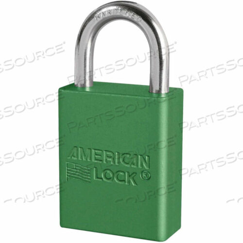 OEM#: S1105GRNAMERICAN LOCK ALUMINUM SAFETY PADLOCK, 1-1/2W X 1H SHACKLE, GREEN by Master Lock