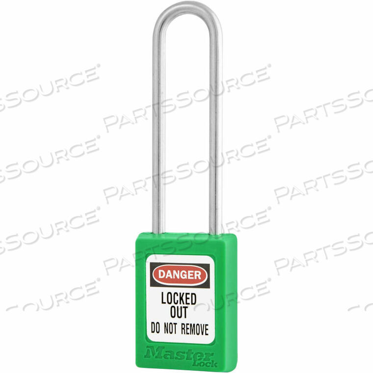 OEM#: S31LTGRNTHERMOPLASTIC ZENEX SAFETY PADLOCK, 1-3/8W X 3H SHACKLE, GREEN by Master Lock