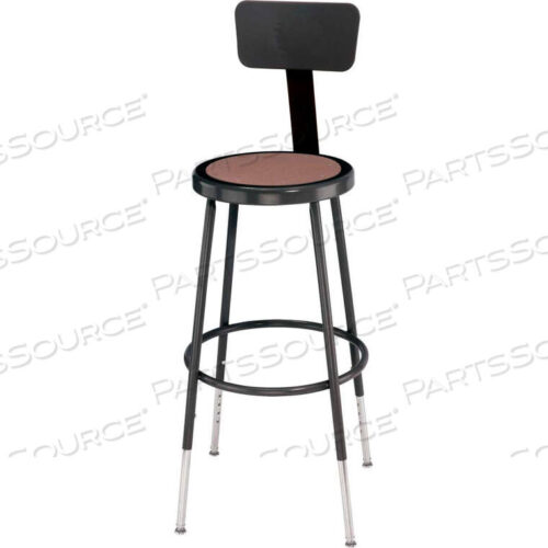 OEM#: 6224HB-10INTERION STEEL SHOP STOOL W/BACKREST & HARDBOARD SEAT - ADJUSTABLE HEIGHT 25-33 -BLACK - 2PK by National Public Seating