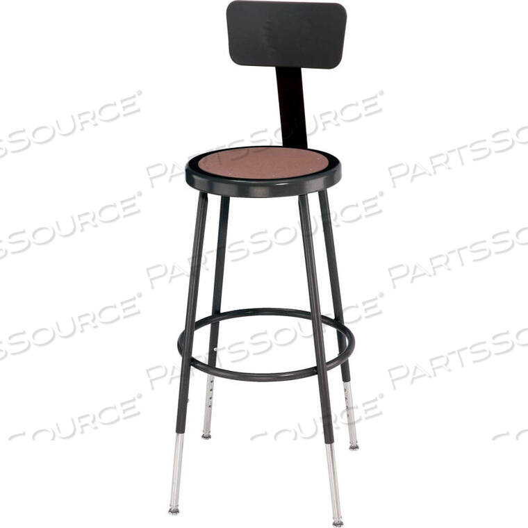 OEM#: 6224HB-10INTERION STEEL SHOP STOOL W/BACKREST & HARDBOARD SEAT - ADJUSTABLE HEIGHT 25-33 -BLACK - 2PK by National Public Seating