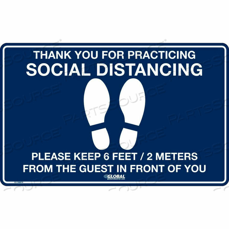 OEM#: CU-398979ТЕМНО-СИНИЙ НАПОЛЬНЫЙ ЗНАК СОЦИАЛЬНОГО ДИСТАНЦИРОВАНИЯ, 16 Ш X 10 В, ВИНИЛОВЫЙ КЛЕЙ от National Marker Company