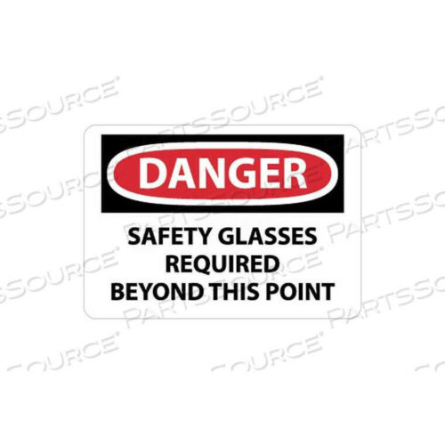 OEM#: D108RBNMC ЗНАК OSHA, ОПАСНО! ЗА ЭТОЙ ТОЧКОЙ ТРЕБУЕТСЯ ЗАЩИТНЫЕ ОЧКИ, 10 X 14, БЕЛЫЙ/КРАСНЫЙ/ЧЕРНЫЙ, от National Marker Company