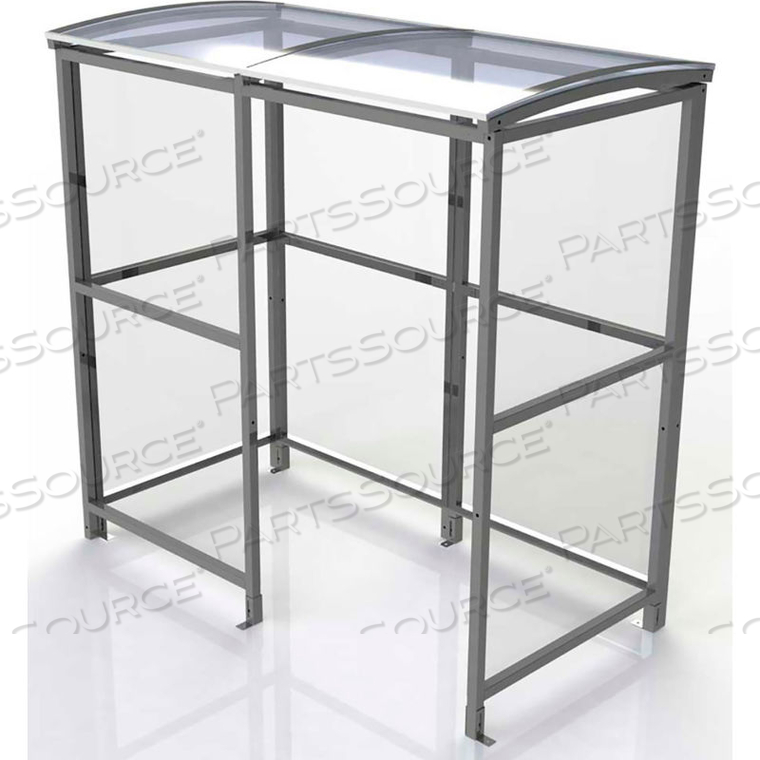 OEM#: SR1551-F-BLK4-SIDED SMOKING SHELTER - FREESTANDING - 7W X 36D X 711H CLEAR ROOF by No Butts Bin Co.