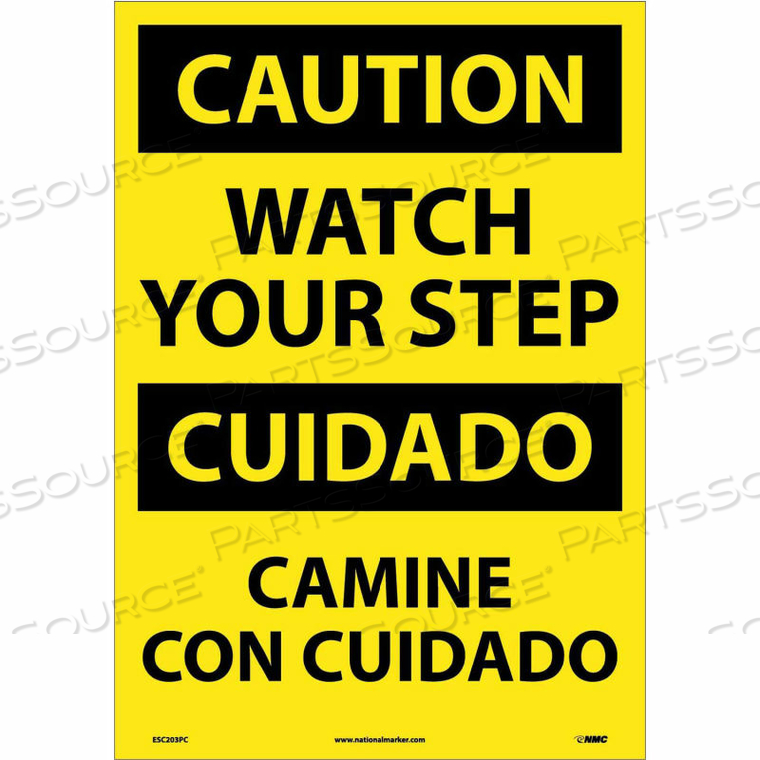 OEM#: ESC203PCДВУХЪЯЗЫЧНЫЙ ВИНИЛОВЫЙ ЗНАК - ВНИМАНИЕ, СЛЕДИТЕ ПОД ХОДОМ от National Marker Company