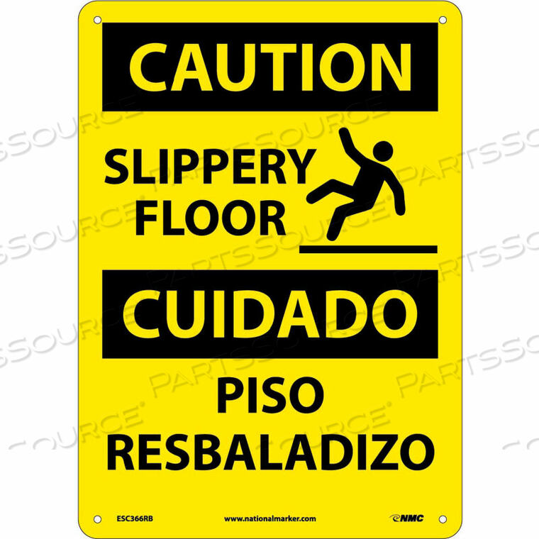 OEM#: ESC366RBBILASTIC ЗНАК С МНОГОЯЗЫЧНОЙ ИНФОРМАЦИЕЙ - ОСТОРОЖНО, СКОЛЬЗКИЙ ПОЛ от National Marker Company