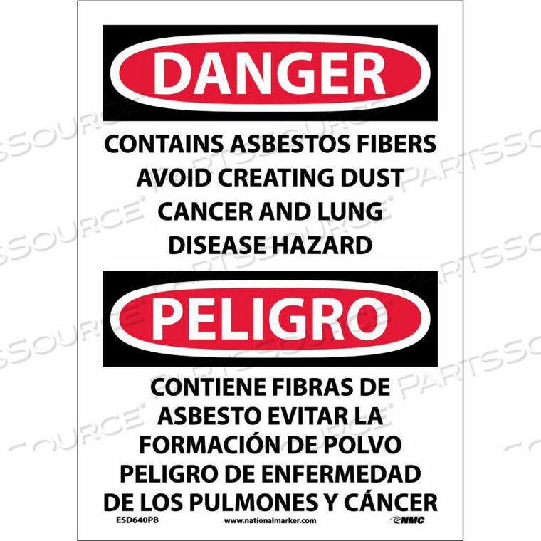 OEM#: ESD640PBBДВУХЪЯЗЫЧНЫЙ ВИНИЛОВЫЙ ЗНАК - ОПАСНО СОДЕРЖИТ АСБЕСТОВЫЕ ВОЛОКНА. ИЗБЕГАЙТЕ ОБРАЗОВАНИЯ ПЫЛИ от National Marker Company