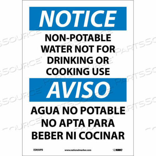 OEM#: ESN50PBBДВУХЪЯЗЫЧНЫЙ ВИНИЛОВЫЙ ЗНАК - УВЕДОМЛЕНИЕ. НЕПИТЬЕВАЯ ВОДА. НЕ ДЛЯ ПИТЬЯ. Компания National Marker Company