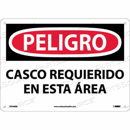 OEM#: SPD46RBSPANISH ПЛАСТИКОВЫЙ ЗНАК — PELIGRO CASCO REQUERIDO EN ESTA AREA от National Marker Company