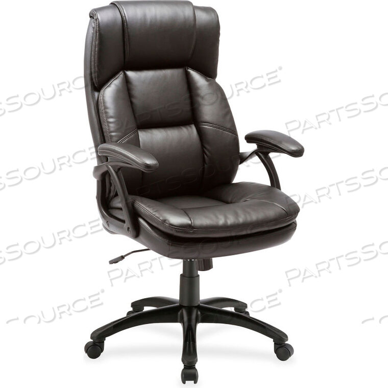 OEM#: 59535BLACK BASE HIGH-BACK LEATHER CHAIR - BLACK by Lorell